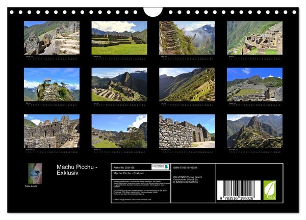 Produktbild: Machu Picchu - Exklusiv (Wandkalender 2026 DIN A4 quer), CALVENDO Monatskalender