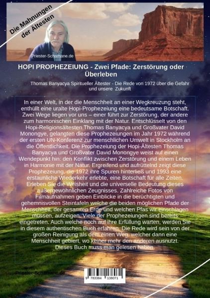 Produktbild: HOPI PROPHEZEIUNG - Zwei Pfade: Zerst&ouml;rung oder &Uuml;berleben - Thomas Banyacya Spiritueller &Auml;ltester