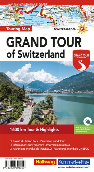 Grand Tour of Switzerland 1 : 275 000 Touring Map