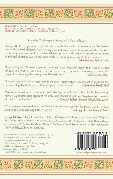 Produktbild: Principle of Fairness and Political Obligation