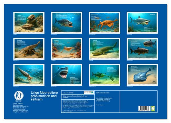 Produktbild: Urige Meerestiere pr&auml;historisch und seltsam (Wandkalender 2026 DIN A2 quer), CALVENDO Monatskalender