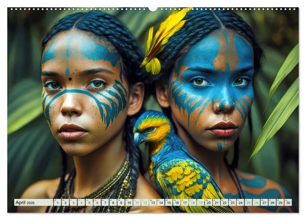 Produktbild: Exotische Frauenportraits im Dschungel (Wandkalender 2026 DIN A2 quer), CALVENDO Monatskalender