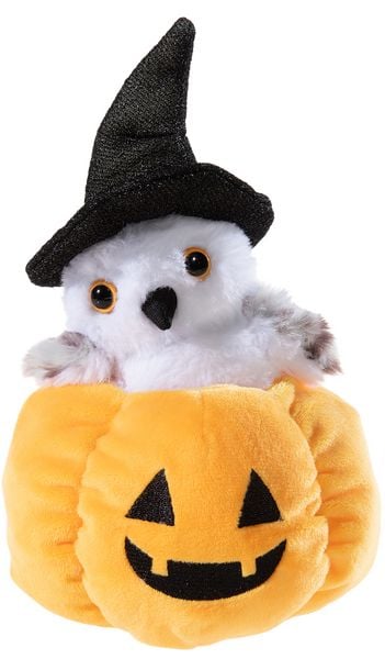 Produktbild: Heunec 453579 - Halloween Eule im K&uuml;rbis, Pl&uuml;sch, 16 cm
