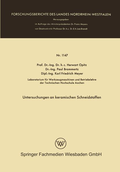 Produktbild: Untersuchungen an keramischen Schneidstoffen
