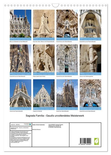 Produktbild: Sagrada Fam&iacute;lia - Gaud&iacute;s unvollendetes Meisterwerk (Wandkalender 2026 DIN A3 hoch), CALVENDO Monatskalender