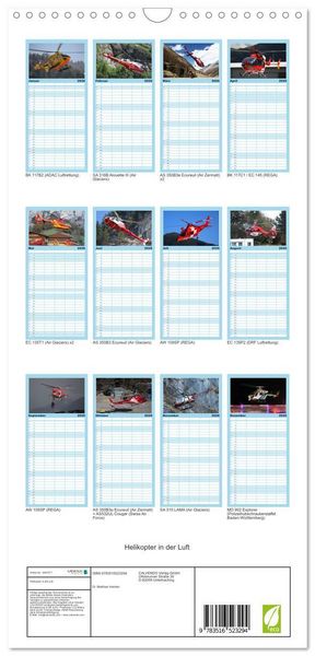 Produktbild: Familienplaner 2026 - Helikopter in der Luft mit 5 Spalten (Wandkalender, 21 x 45 cm) CALVENDO