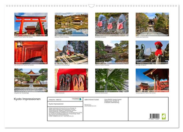 Produktbild: Kyoto Impressionen (Wandkalender 2026 DIN A2 quer), CALVENDO Monatskalender