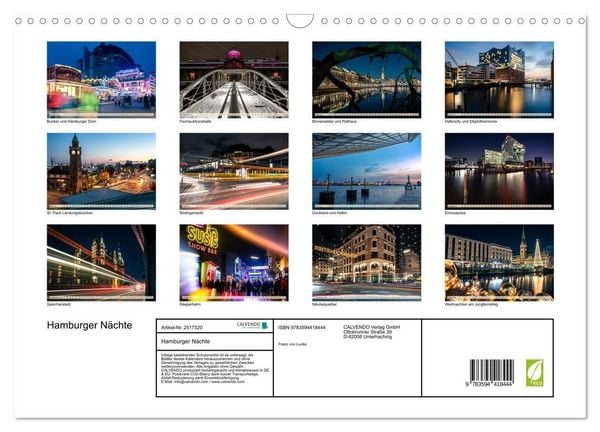 Produktbild: Hamburger N&auml;chte (Wandkalender 2027 DIN A3 quer), CALVENDO Monatskalender
