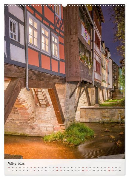 Produktbild: Erfurt - Zwischen Dom und Kr&auml;merbr&uuml;cke (hochwertiger Premium Wandkalender 2026 DIN A2 hoch), Kunstdruck in Hochglanz