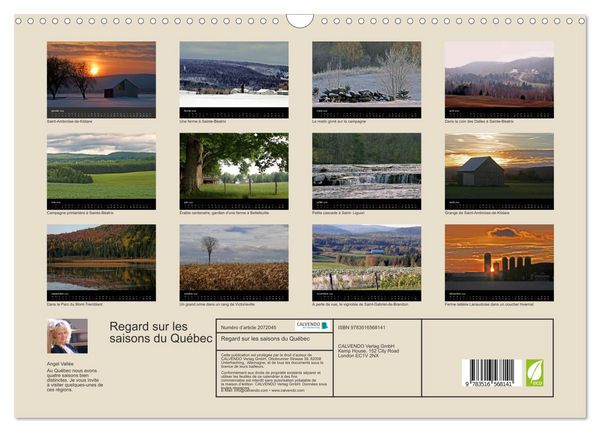 Produktbild: Regard sur les saisons du Qu&eacute;bec (Calendrier mural 2026 DIN A3 vertical), CALVENDO calendrier mensuel