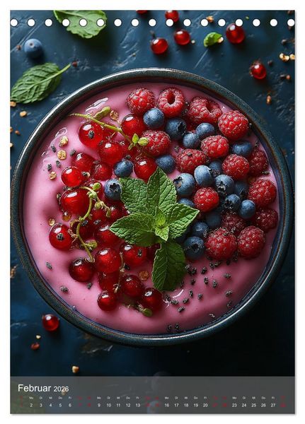 Produktbild: Smoothie Bowls - frisch und fruchtig durchs Jahr (Tischkalender 2026 DIN A5 hoch), CALVENDO Monatskalender
