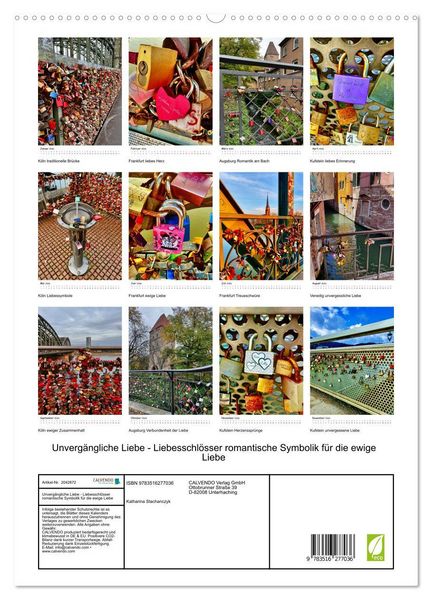 Produktbild: Unverg&auml;ngliche Liebe - Liebesschl&ouml;sser romantische Symbolik f&uuml;r die ewige Liebe (hochwertiger Premium Wandkalender 2026 DIN A2 hoch), Kunstdruck in Hochglanz