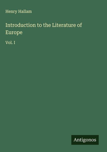 Produktbild: Introduction to the Literature of Europe
