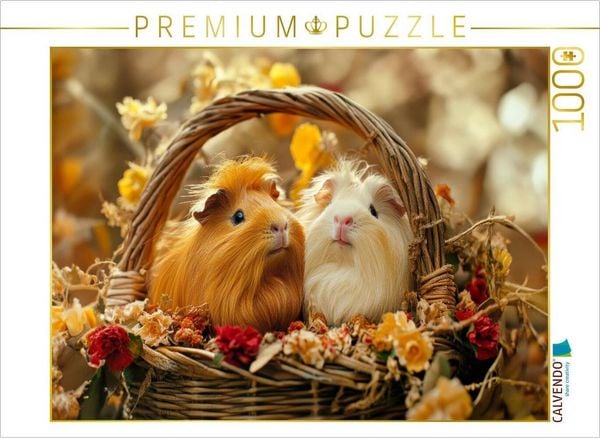 CALVENDO Puzzle Meerschweinchen Liebe im Landhausstil | 1000 Teile Lege-Größe 64x48cm Foto-Puzzle für glückliche Stunden