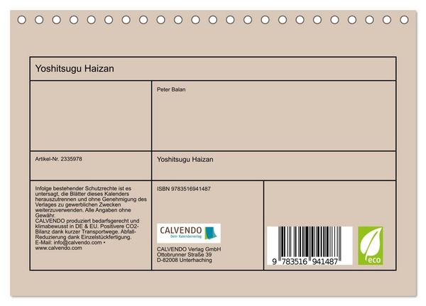 Produktbild: Yoshitsugu Haizan (Tischkalender 2027 DIN A5 quer), CALVENDO Monatskalender