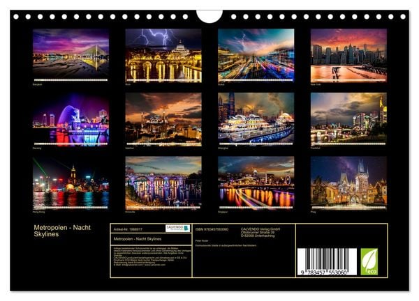 Produktbild: Metropolen - Nacht Skylines (Wandkalender 2026 DIN A4 quer), CALVENDO Monatskalender