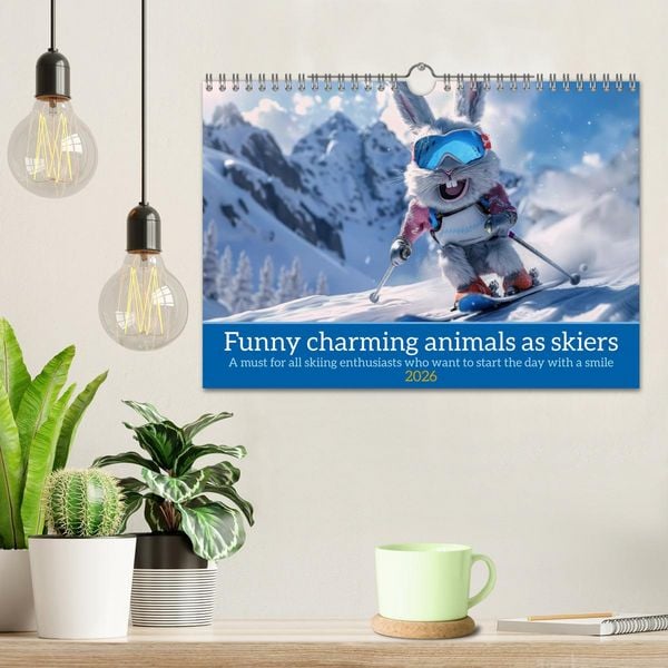Produktbild: Funny charming animals as skiers (Wall Calendar 2026 DIN A4 landscape), CALVENDO 12 Month Wall Calendar