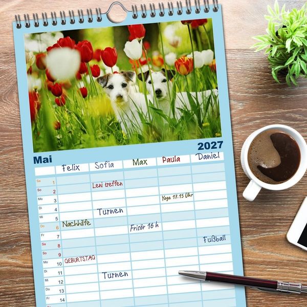 Produktbild: Familienplaner 2027 - Parson Russell Terrier mit 5 Spalten (Wandkalender, 21 x 45 cm) CALVENDO