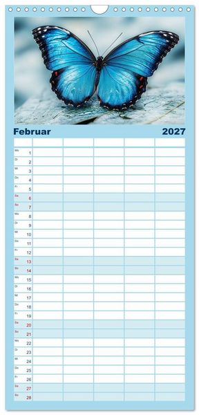 Produktbild: Familienplaner 2027 - Blauer Zauberflug mit 5 Spalten (Wandkalender, 21 x 45 cm) CALVENDO