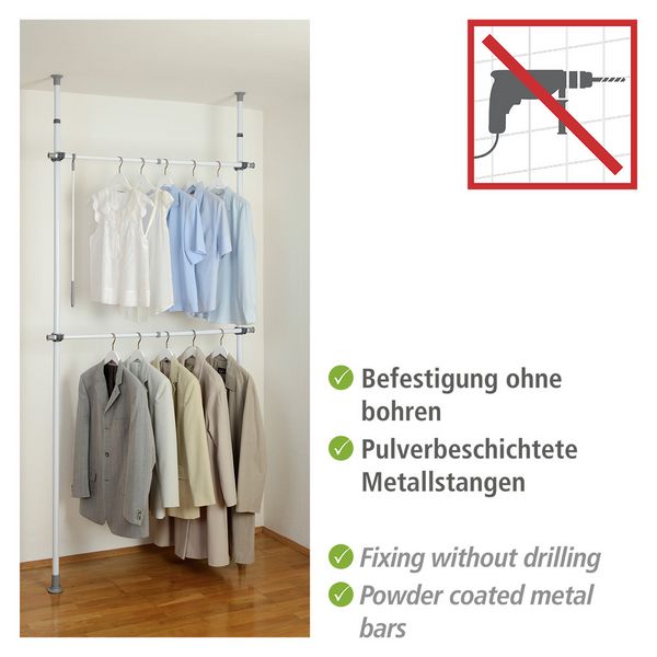 Produktbild: Teleskop-Garderobensystem Mod. Herkules Basic, verstellbares Ordnungssystem