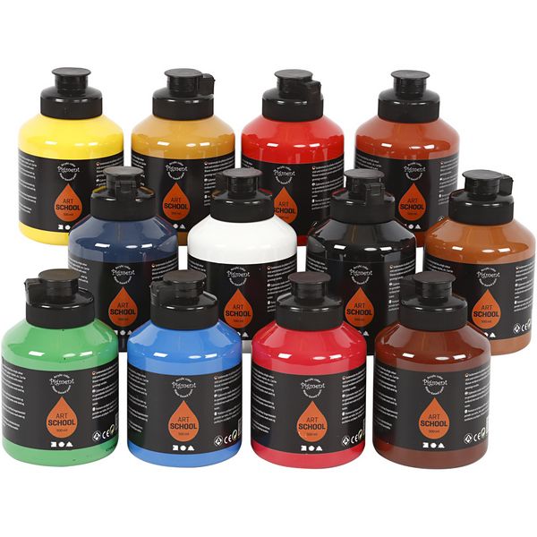 Produktbild: Creativ Company Acrylfarbe, Mattgl&auml;nzend, Standard-Farben, 12x500 ml