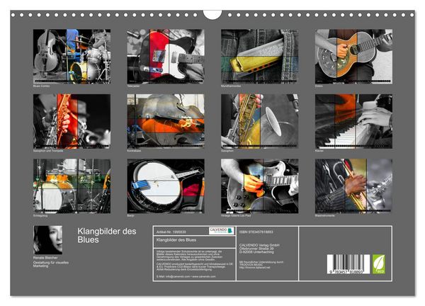 Produktbild: Klangbilder des Blues (Wandkalender 2026 DIN A3 quer), CALVENDO Monatskalender