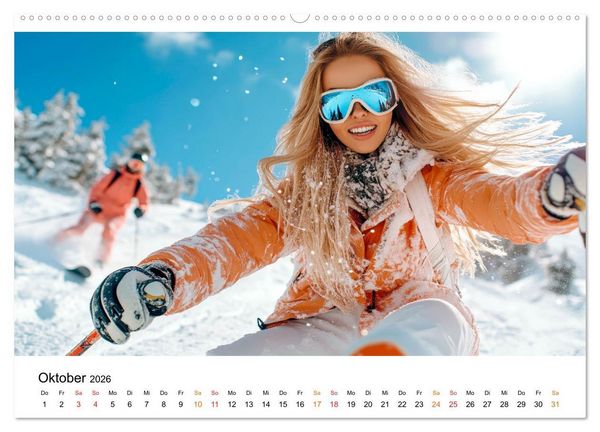 Produktbild: Skifahren - Frauen Power auf der Piste (hochwertiger Premium Wandkalender 2026 DIN A2 quer), Kunstdruck in Hochglanz