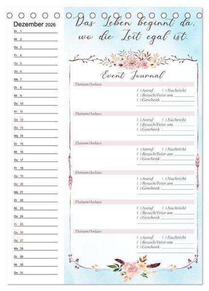 Produktbild: Geburtstagsplaner Boho Blau - F&uuml;r Termine, Geschenke, Eventdetails & mehr (Tischkalender 2026 DIN A5 hoch), CALVENDO Monatskalender