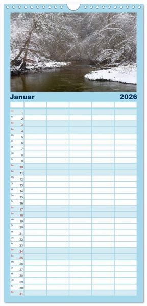 Produktbild: Familienplaner 2026 - Waldb&auml;che - Im Wandel der Jahreszeiten mit 5 Spalten (Wandkalender, 21 x 45 cm) CALVENDO