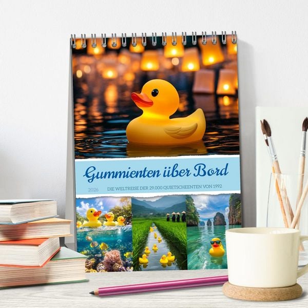 Produktbild: Gummienten &uuml;ber Bord (Tischkalender 2026 DIN A5 hoch), CALVENDO Monatskalender