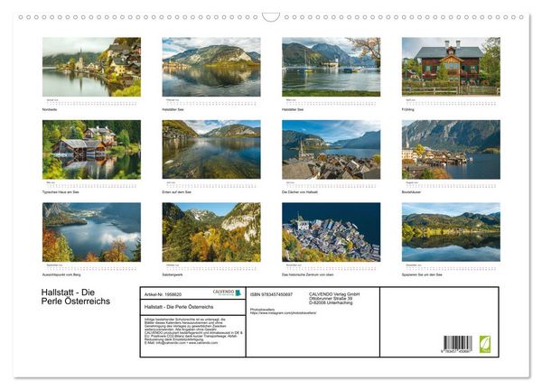 Produktbild: Hallstatt - Die Perle &Ouml;sterreichs (Wandkalender 2026 DIN A2 quer), CALVENDO Monatskalender