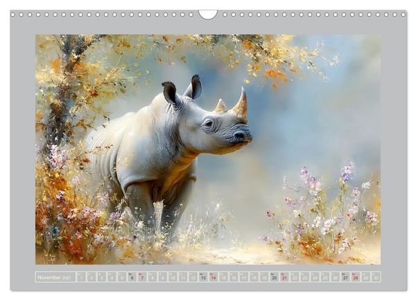 Produktbild: Nash&ouml;rner. M&auml;chtige Rhinos in der Grassavanne (Wandkalender 2027 DIN A3 quer), CALVENDO Monatskalender