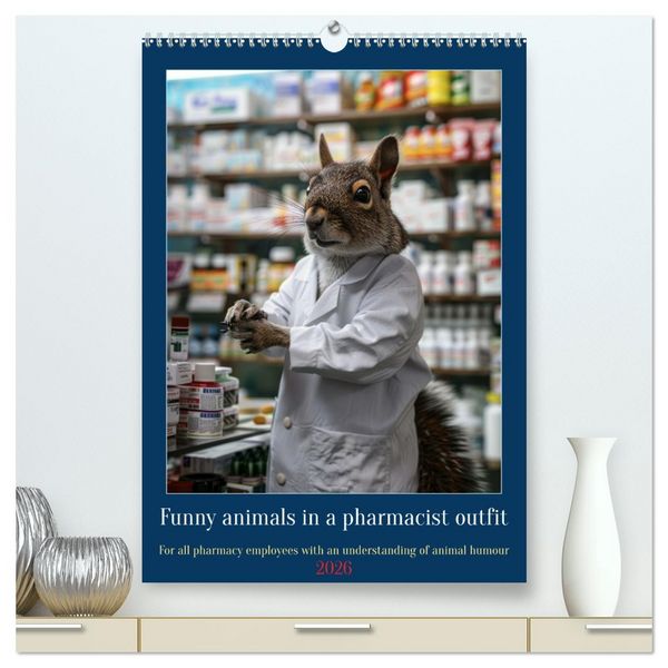 Funny animals in a pharmacist outfit (High Quality Premium Wall Calendar 2026 DIN A2 portrait),CALVENDO 12 Month Wall Calendar