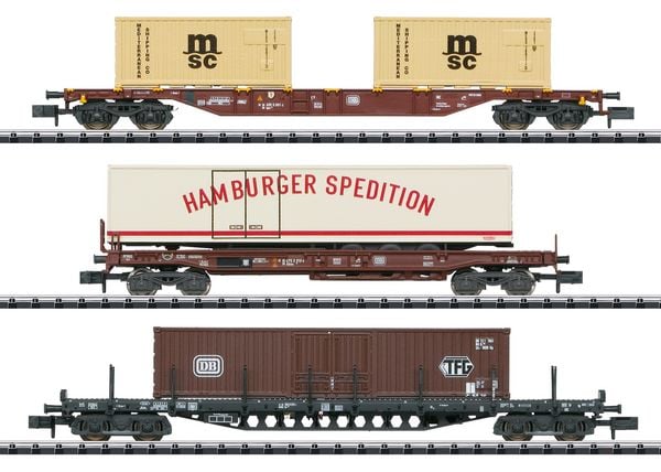 Produktbild: MiniTrix 18702 N 3er-Set Containerwagen der DB