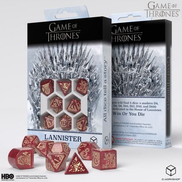 Produktbild: Q-Workshop QWO97690 - Game of Thrones, Lannister Dice Set, 8-teilig