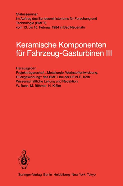 Produktbild: Keramische Komponenten f&uuml;r Fahrzeug-Gasturbinen III