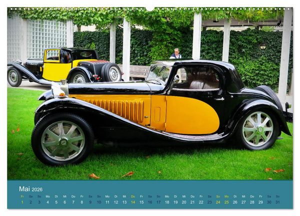Produktbild: Bugatti - fahrende Kunstwerke (hochwertiger Premium Wandkalender 2026 DIN A2 quer), Kunstdruck in Hochglanz