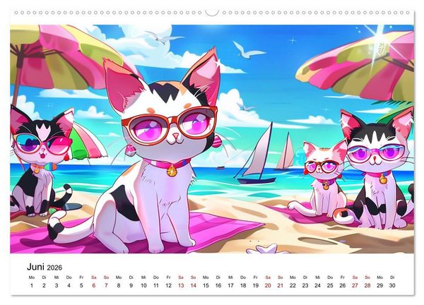 Produktbild: Anime Cats (hochwertiger Premium Wandkalender 2026 DIN A2 quer), Kunstdruck in Hochglanz