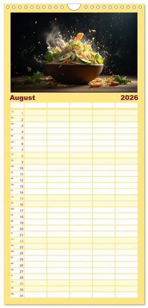 Produktbild: Familienplaner 2026 - Italienische Gerichte mit 5 Spalten (Wandkalender, 21 x 45 cm) CALVENDO
