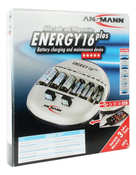 Produktbild: Ansmann Energy 16 plus Rundzellen-Ladeger&auml;t NiCd, NiMH Micro (AAA), Mignon (AA), Baby (C), Mono (D), 9 V Block