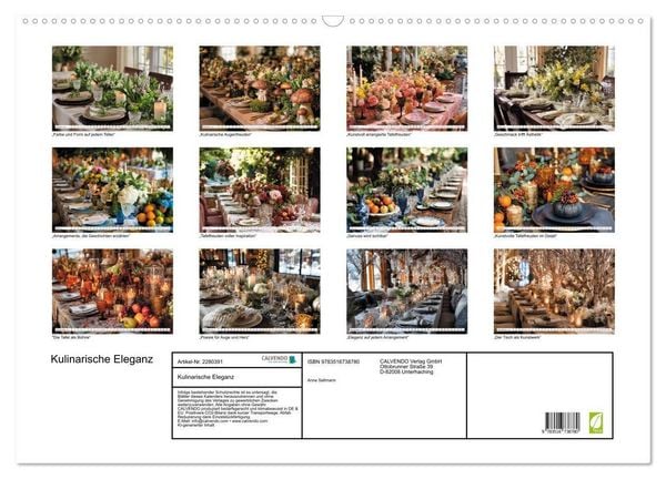 Produktbild: Kulinarische Eleganz (Wandkalender 2026 DIN A2 quer), CALVENDO Monatskalender
