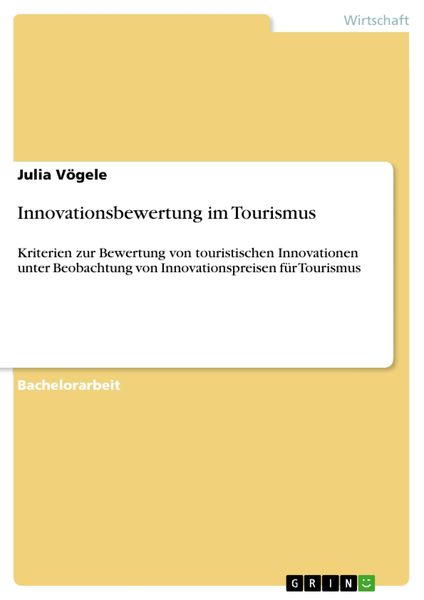 Produktbild: Innovationsbewertung im Tourismus