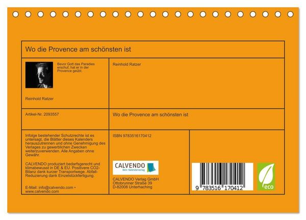 Produktbild: Wo die Provence am sch&ouml;nsten ist (Tischkalender 2026 DIN A5 quer), CALVENDO Monatskalender