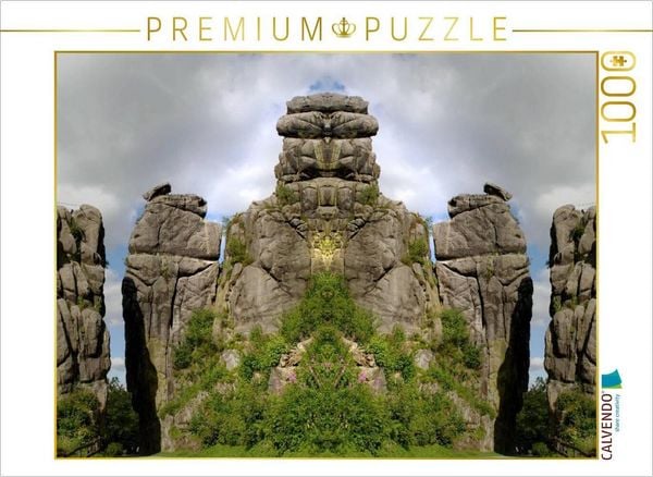 CALVENDO Puzzle Die Externsteine im Spiegel betrachtet | 1000 Teile Lege-Größe 64x48cm Foto-Puzzle für glückliche Stunden