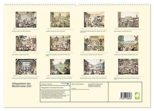 Produktbild: Alltagsleben der Biedermeier-Zeit (hochwertiger Premium Wandkalender 2026 DIN A2 quer), Kunstdruck in Hochglanz