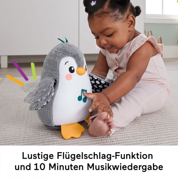 Flatterflügel Pinguin Plüschtier – 25 Cm – Bewegungsaktiviert Durch Bauchdruck – Interaktives Kuscheltier Für Kinder