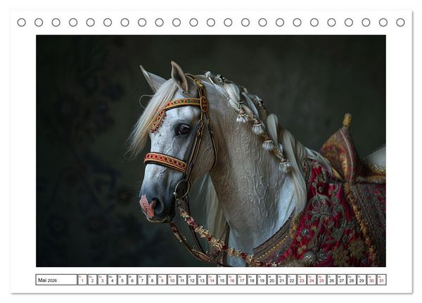 Produktbild: Bezaubernde Eleganz wei&szlig;er Pferde (Tischkalender 2026 DIN A5 quer), CALVENDO Monatskalender