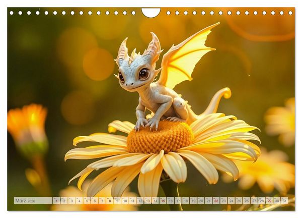 Produktbild: Regenbogenschuppen - Die geheime Welt der magischen Miniatur Drachen (Wandkalender 2026 DIN A4 quer), CALVENDO Monatskalender