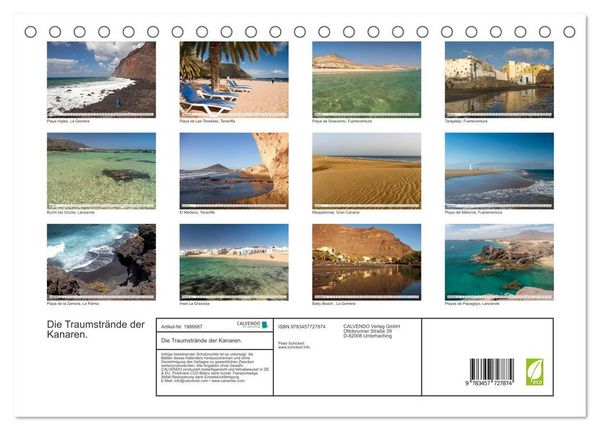 Produktbild: Die Traumstr&auml;nde der Kanaren. (Tischkalender 2026 DIN A5 quer), CALVENDO Monatskalender