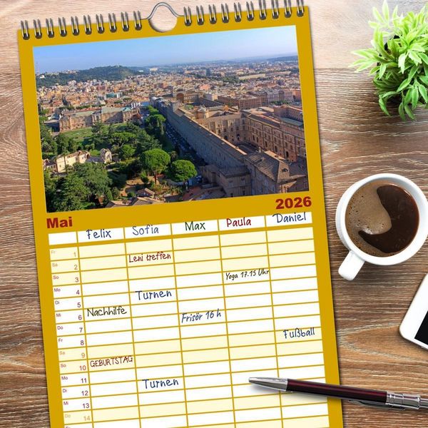 Produktbild: Familienplaner 2026 - Rom - Monumente f&uuml;r die Ewigkeit mit 5 Spalten (Wandkalender, 21 x 45 cm) CALVENDO